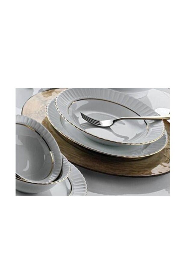Plate Pearl Gilded 25 Cm Serving Plate Set of 6