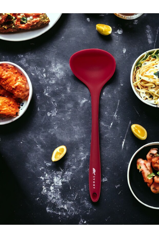 Hard Tip Heat Resistant Fireproof Non-Stick Silicone 28 Cm Ladle 1 Piece / Four Color Options