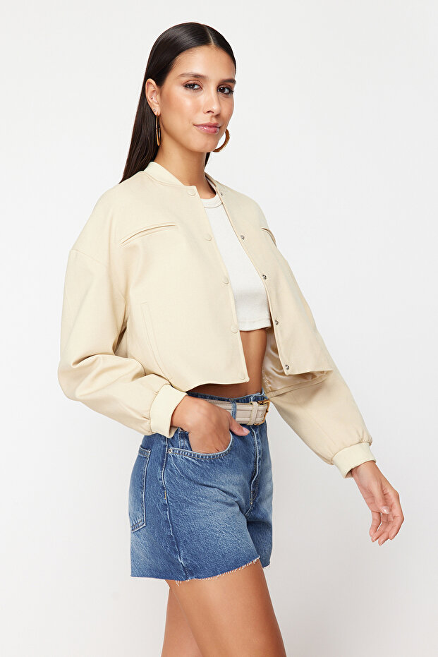 Koyu Mavi Yüksek Bel Denim Şort TWOSS24SR00119 - 3