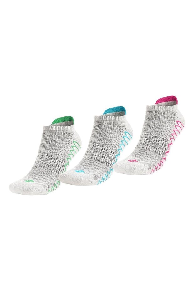 Odor-Free Running and Walking Women's Booties Mixed Silver Socks 3 Pack