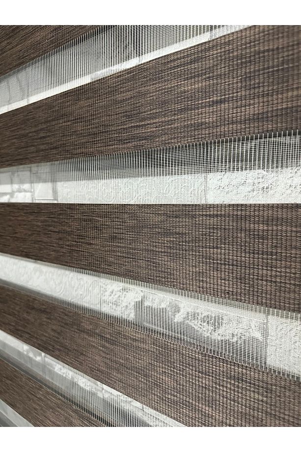 KAHVE RENK BAMBU ZEBRA PERDE ALÜMNİNYUM KASA (Etek Düz) - 7