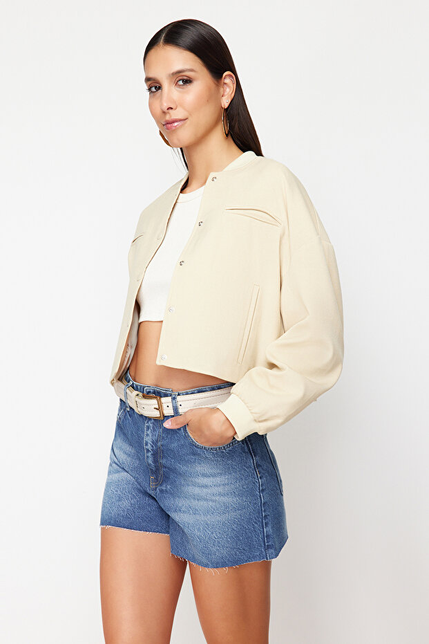 Koyu Mavi Yüksek Bel Denim Şort TWOSS24SR00119 - 1