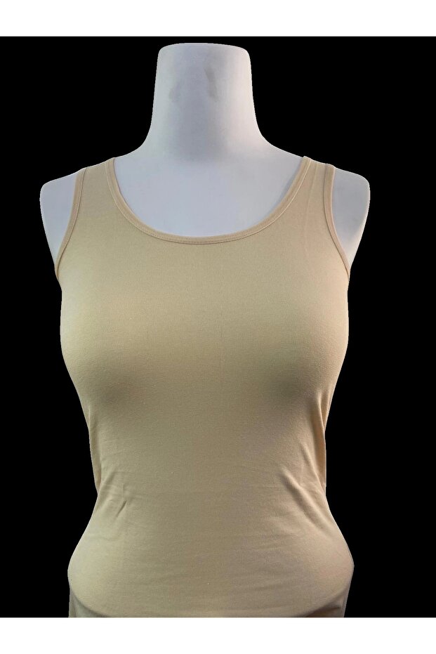 Women's Cotton Stretch Fabric Strap Nude Tank top Top - KB2541