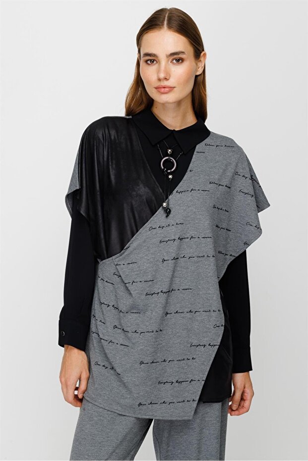 Örme Kumaş Iç Tunik Triko Ve Pantolon Takım Antrasit - 1