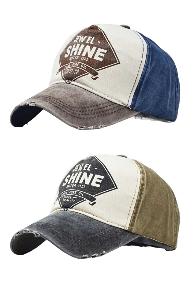 Unisex Distressed Jewel Shine Adjustable Baseball Cap Hat Baseball Hat Set of 2