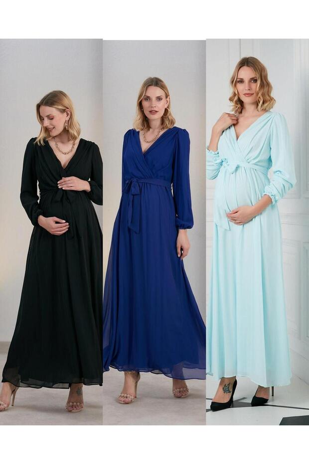 HAMİLE ŞİFON ELBİSE - 7