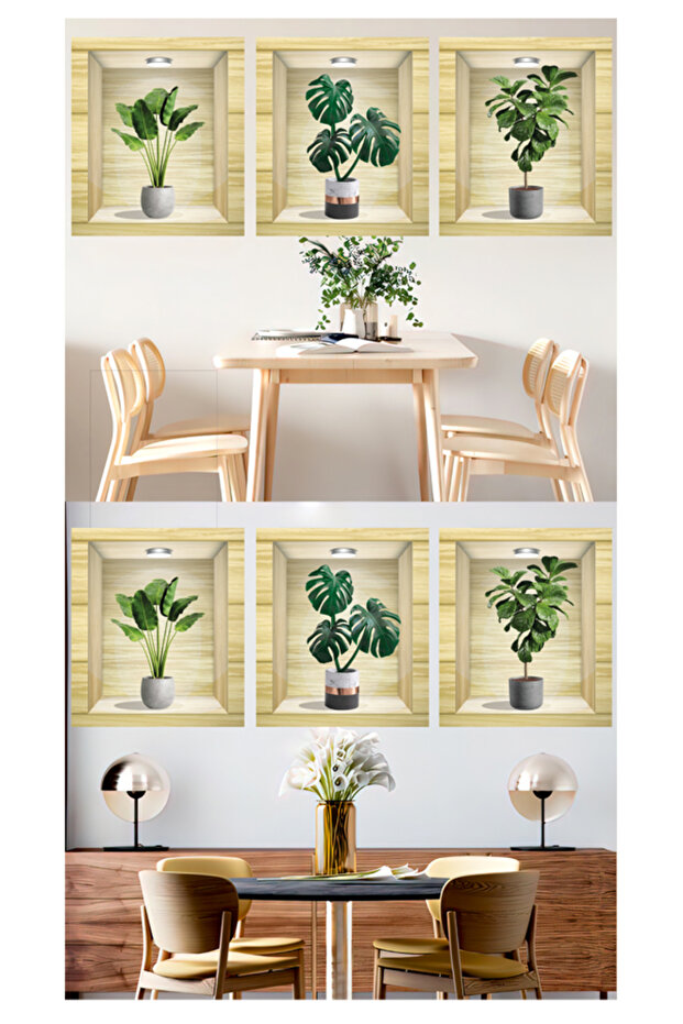 3D DUVAR STICKER SAKSIDA BİTKİLER - 1