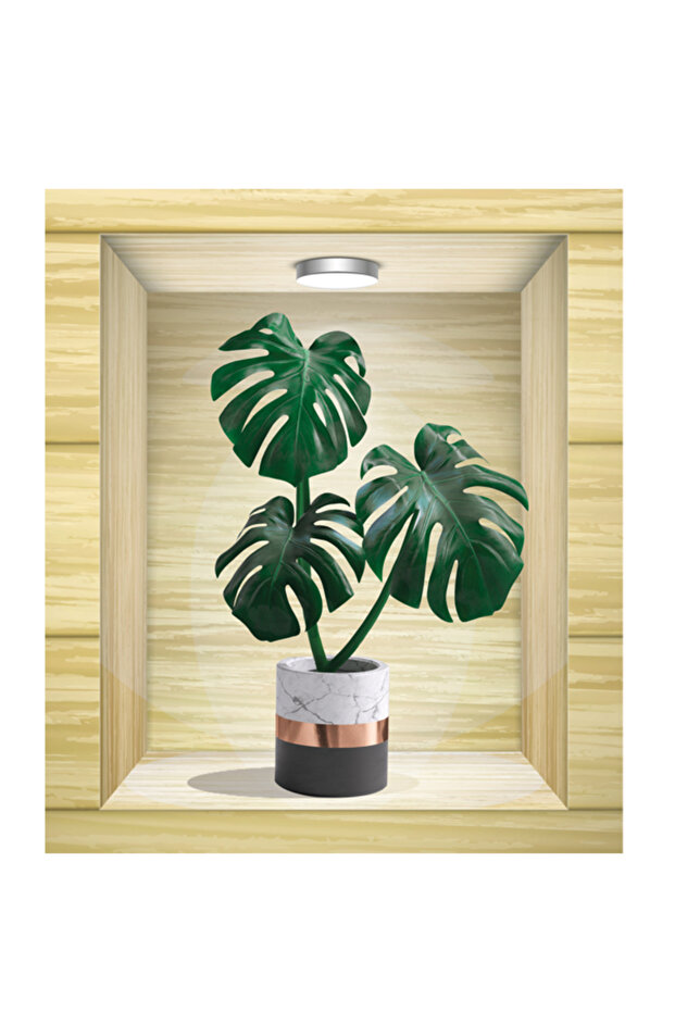 3D DUVAR STICKER SAKSIDA BİTKİLER - 3