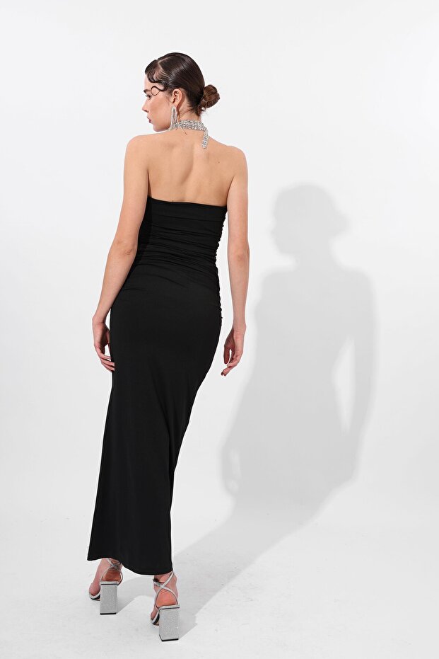 Straplez Elbise Siyah - 4