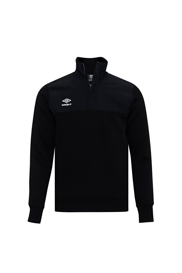 سويت شيرت رجالي أسود نصف سحاب بقصة عادية وثلاثة خيوط من النوع الثقيل Umbro Madra Sweat FC-0202