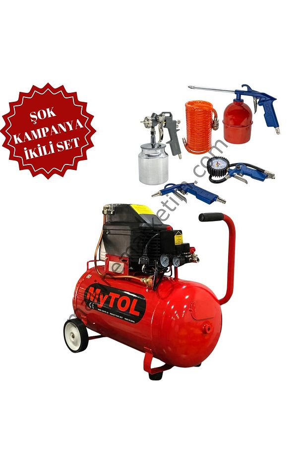 50LT  Kompresör Yüksek Kalite 5 Parça Havalı Set - 1