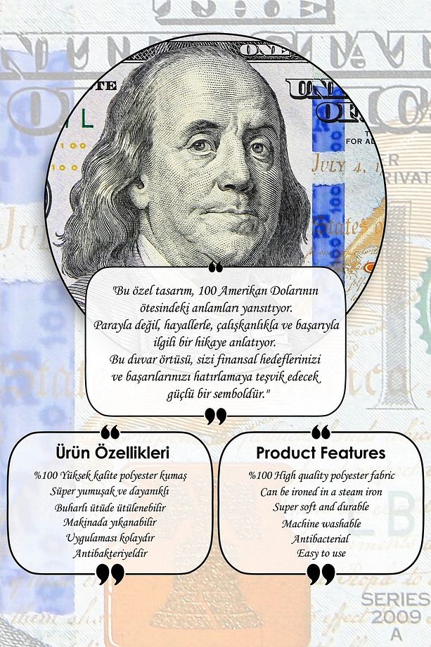 100 Dolar Duvar Örtüsü Başarı, Çalışma ve Hayallerin Somut Bir İfadesi Duvar Halısı Tapestry - 3