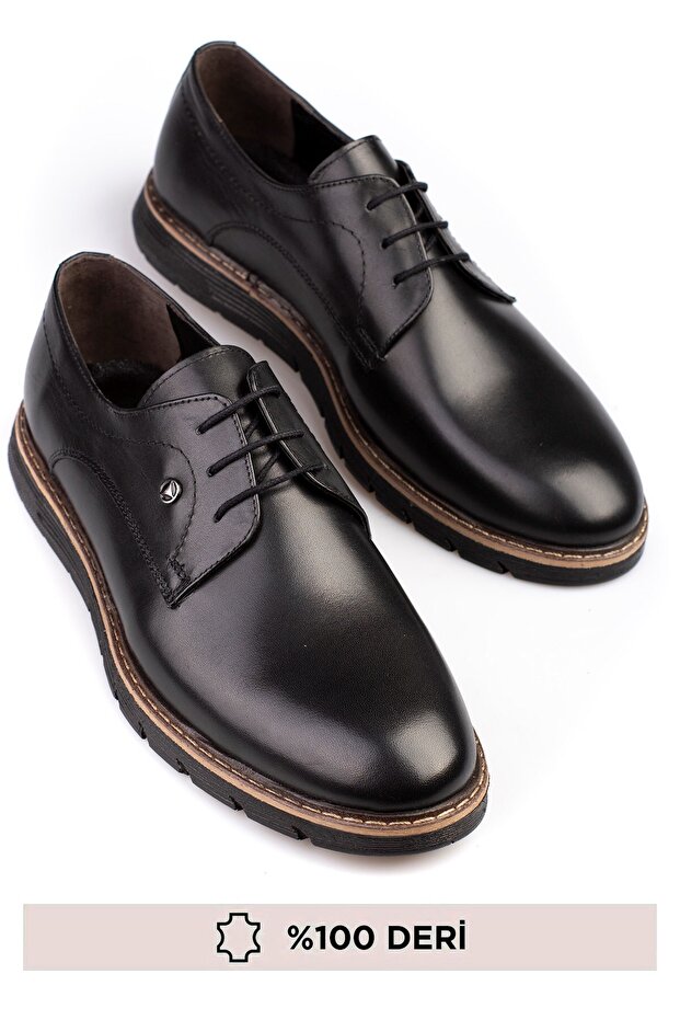 Genuine Leather, High Sole, Stitched, Genuine Leather Men's Shoes