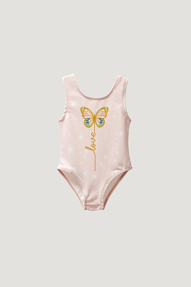 Butterfly Patterned Swimsuit - Love