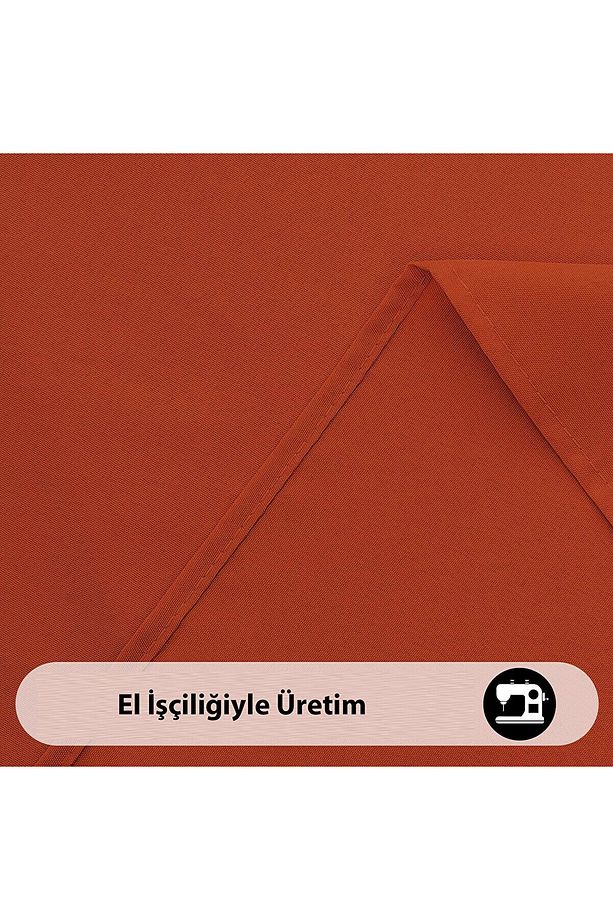 Sıvıya Dayanıklı Yuvarlak Dertsiz Keten Masa Örtüsü Kiremit - 5