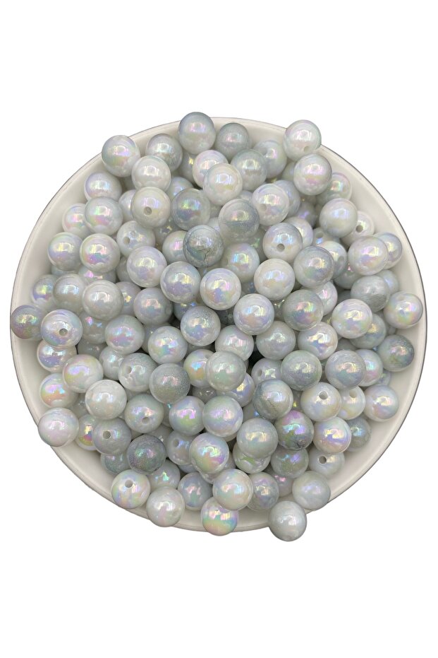 100g 10mm Grey Marbled Pearlescent Shimmering Pastel Pearl Beads, for Jewelry, Hobby, Bag Beads (~200 Pieces)