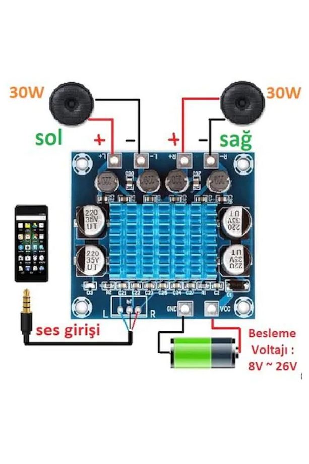 Tpa3110 Anfi Devresi Dijital Amplifikatör 2X30W Xh-A232 - 1