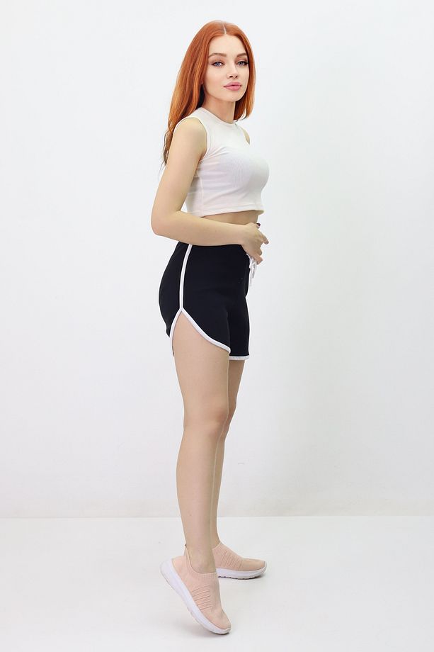 Pamuklu Çizgili Şort - 2