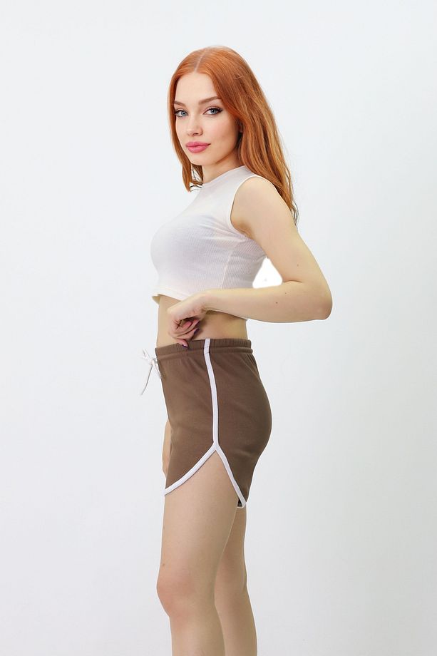 Pamuklu Çizgili Şort - 2