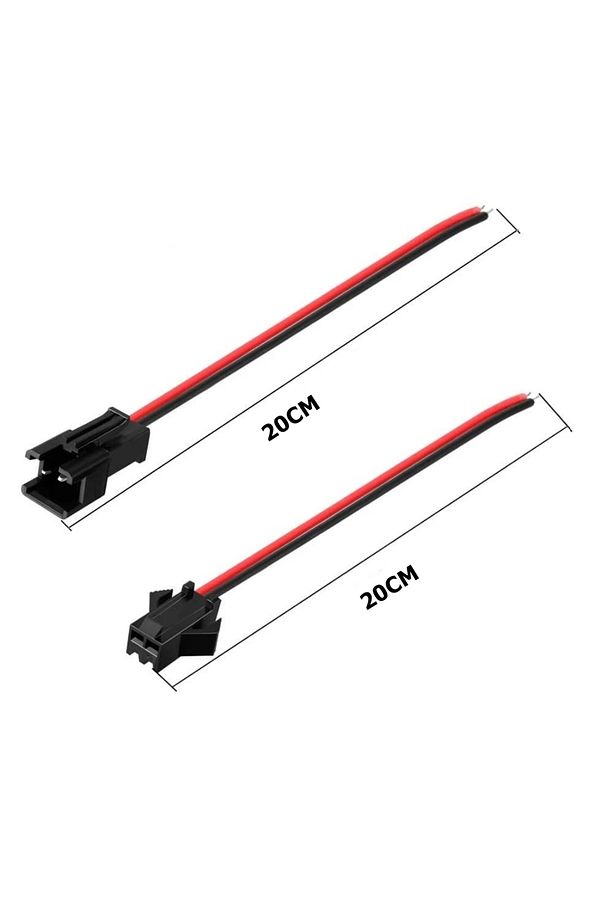 10 ADET 2 PİN SM JST 2P KABLOLU KONNEKTOR DİŞİ ERKEK TAKIM 20cm - 4