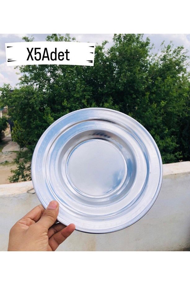 Paslanmaz Çelik Çukur Yemek Tabağı 24cm Yüksek  Paça Tabak Yaşam Boyu Kullanım Kayık Çelik 5 Adet - 1
