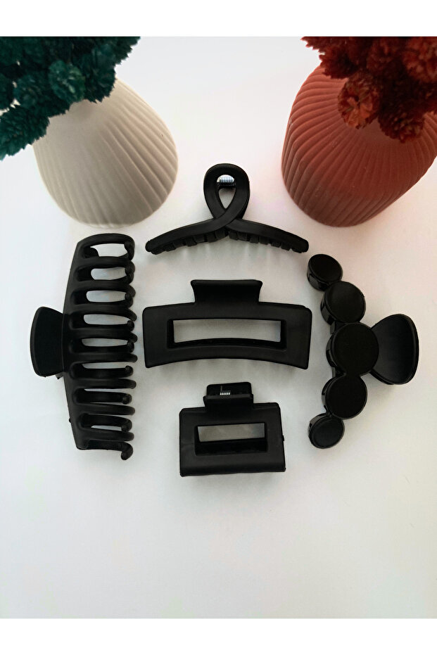 Women's 5-Piece Black Mixed Model Latch Hair Clip
