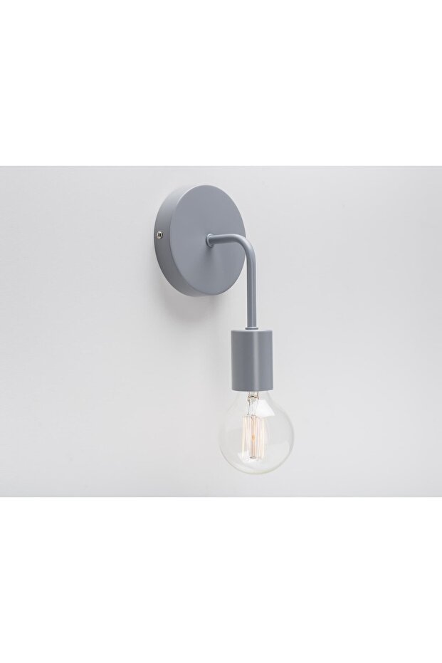 Vintage, rustic, retro, modern gray metal wall sconce with 1x E27 socket.