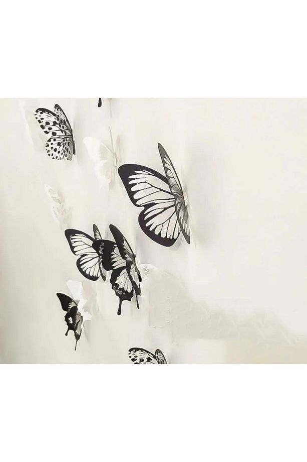 18 Adet 3D Duvar Sticker Çift Kanatlı Simli Kelebek PVC Wall Sticker Butterfly - 4