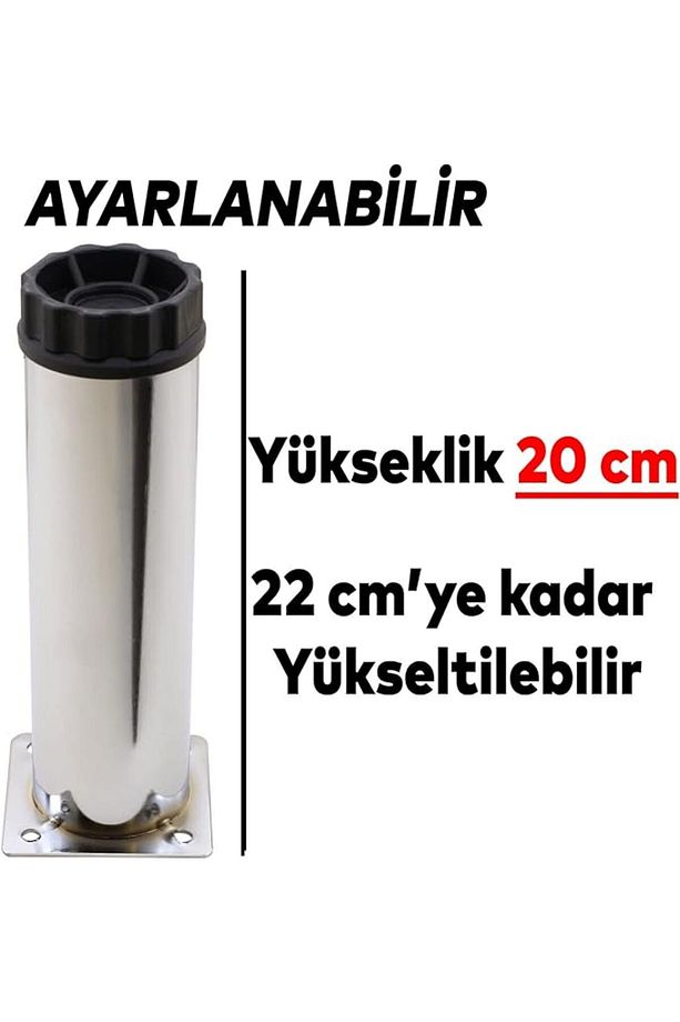Mobilya Kanepe Baza Koltuk Metal Destek Ayağı Ayarlanabilir Krom Ayak 20 cm (5 ADET) - 3
