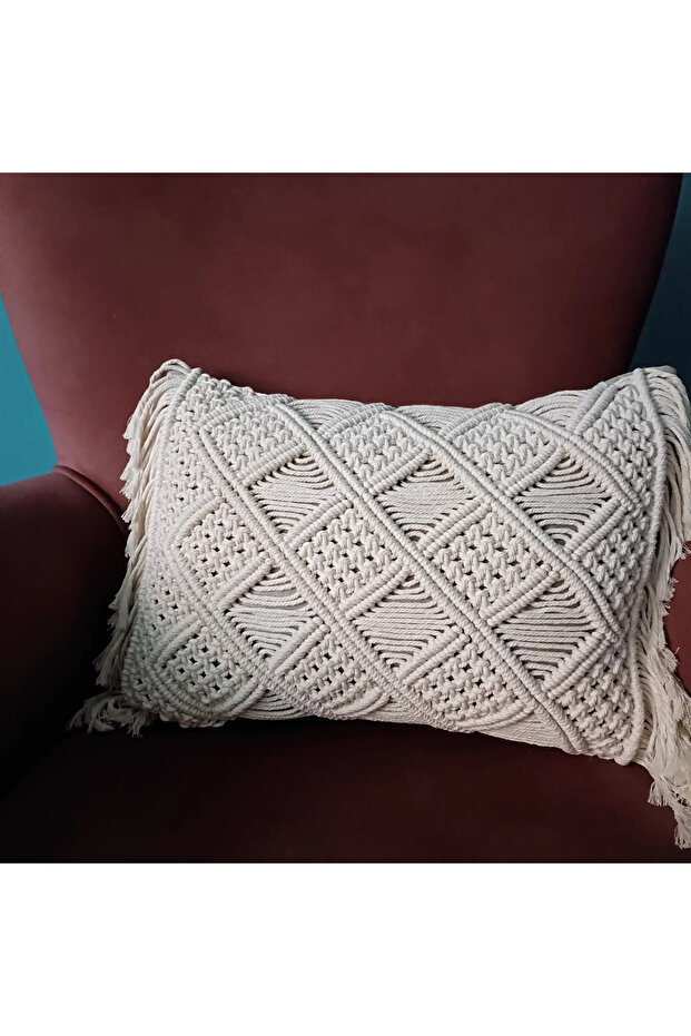 Macrame Decorative Throw Pillow Macrame Pillow - 4