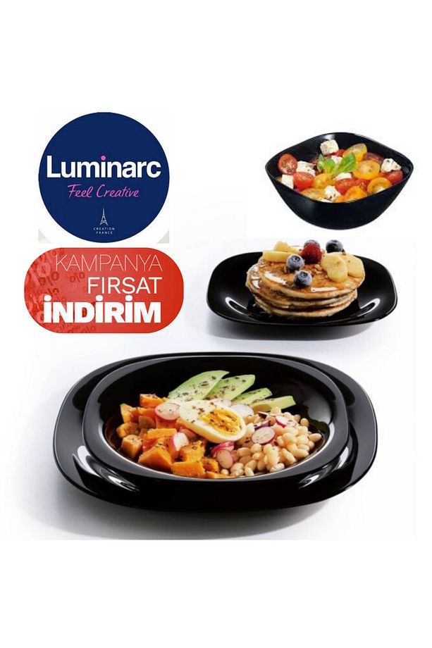 Luminarc Carine Siyah 24 Parça 6 Kişilik Yemek Takımı.servis & Yemek & Tatlı & Çorba Kasesi. - 1