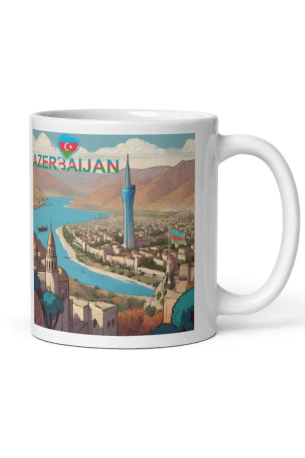 Azerbaycan Kupa Bardak 2 Adet Seyahat Hatıra Azerbaijan Mug - 4