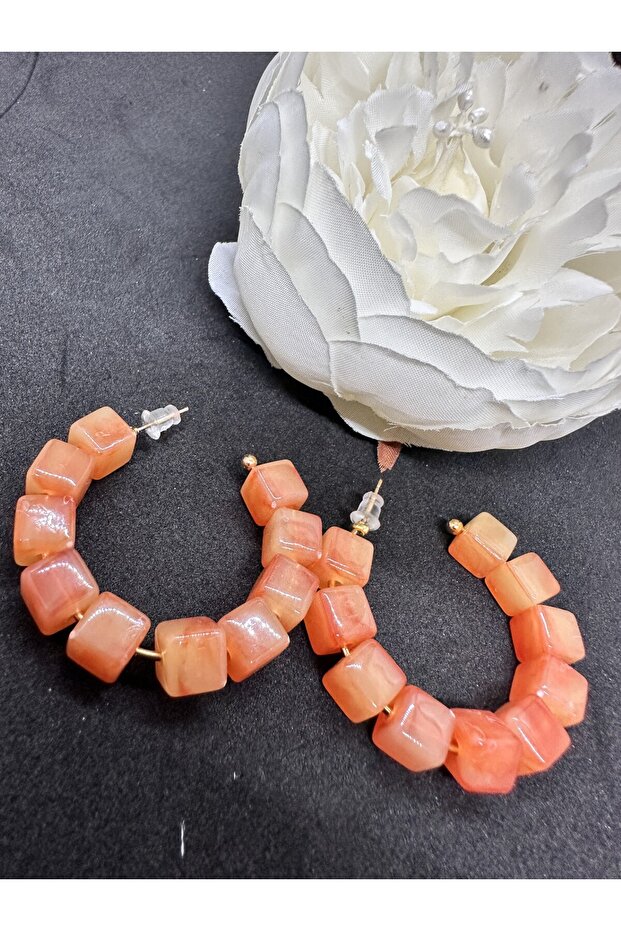 أقراط دائرية مربعة الشكل على شكل عظمة - 3