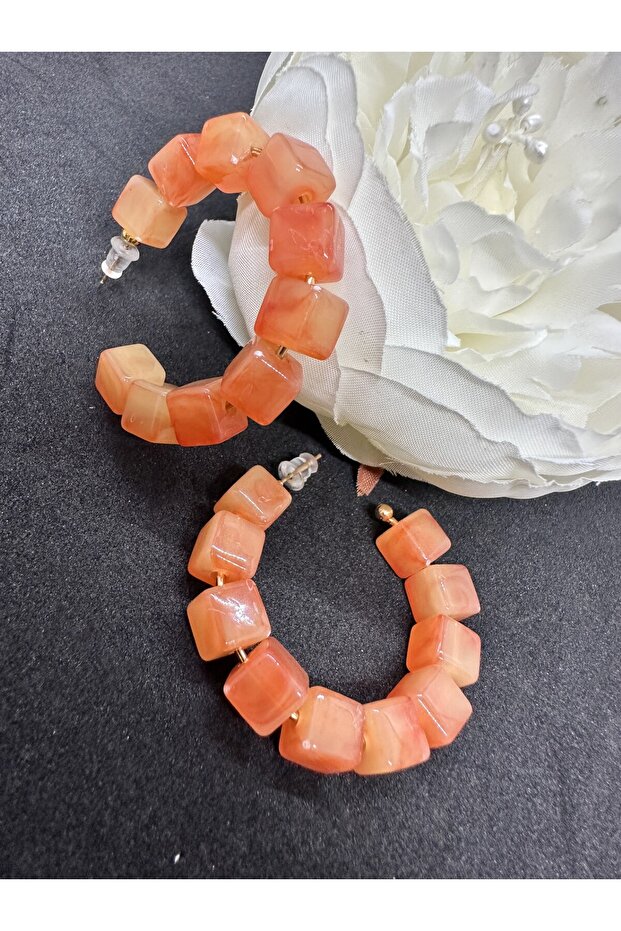 أقراط دائرية مربعة الشكل على شكل عظمة - 1