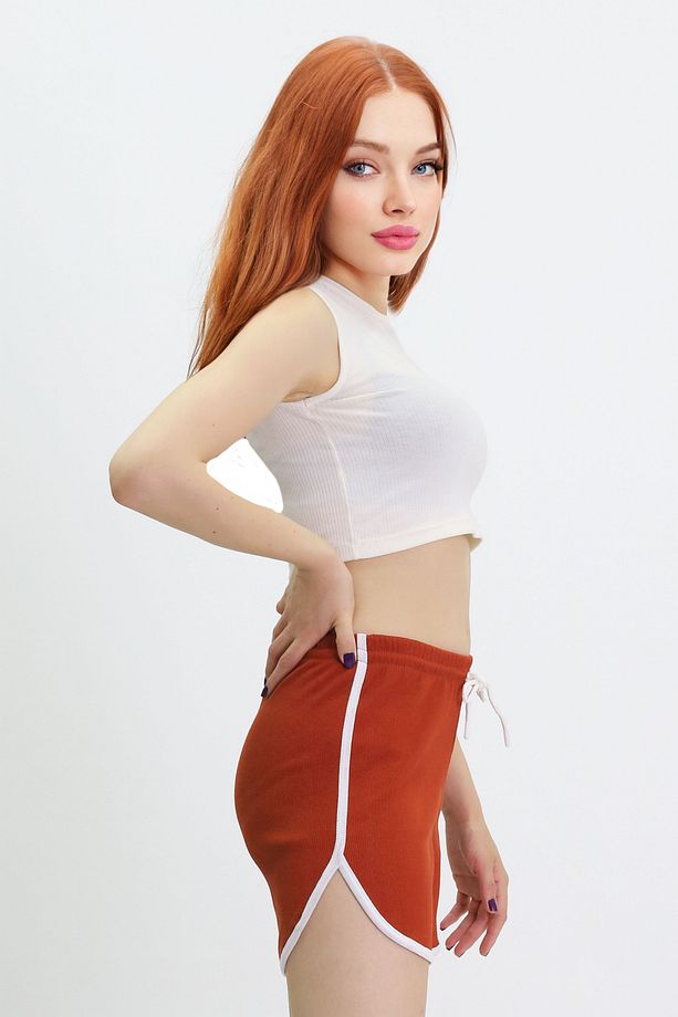 Pamuklu Çizgili Şort - 3