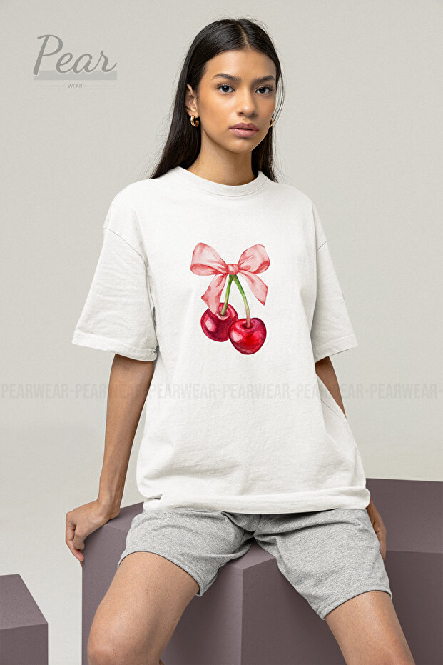 Cherry Printed Unisex T-Shirt Oversize T-shirt