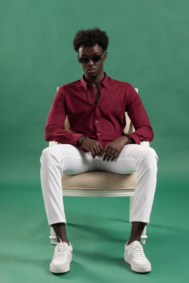 Regular Fit Collar Buttoned Cotton Lycra Shirt