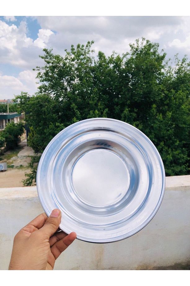 Paslanmaz Çelik Çukur Yemek Tabağı 24cm Yüksek  Paça Tabak Yaşam Boyu Kullanım Kayık Çelik 5 Adet - 2