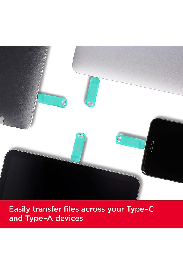 Ultra Dual Drive Go 256GB SDDDC3-256G-G46G USB  Type-C Flash Bellek Tiffany Green - 6