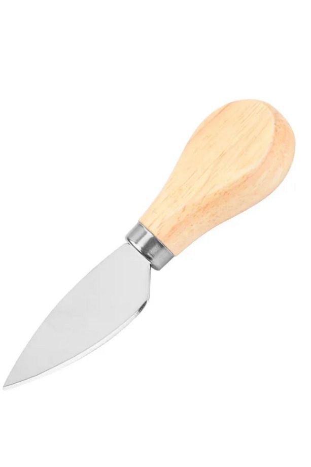 Bambu saplı 4’lü çelik peynir bıçağı seti-Mini bıçak, tereyağı bıçağı, Spatula ve çatal - 4