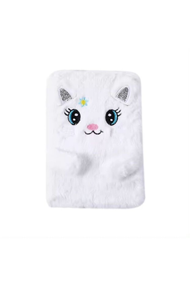 Plush Lined Cat Design Notebook - 1