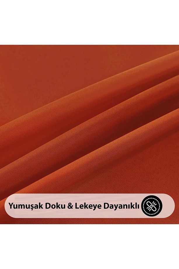 Sıvıya Dayanıklı Yuvarlak Dertsiz Keten Masa Örtüsü Kiremit - 3