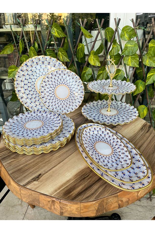 Mücevher Model Fırfırlı 17 PRÇ Çay Seti - 1