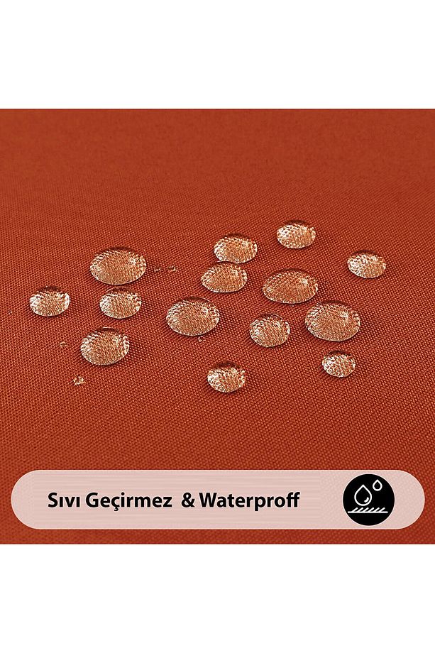 Sıvıya Dayanıklı Yuvarlak Dertsiz Keten Masa Örtüsü Kiremit - 4
