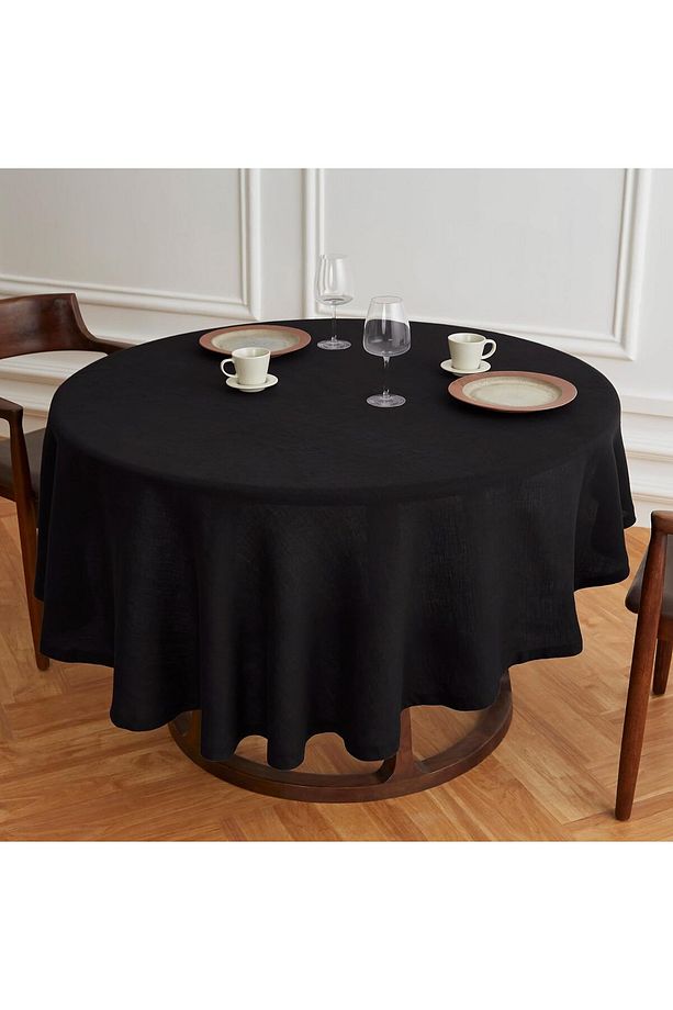Simsiz Keten Yuvarlak Dertsiz Masa Örtüsü 160cm - 3