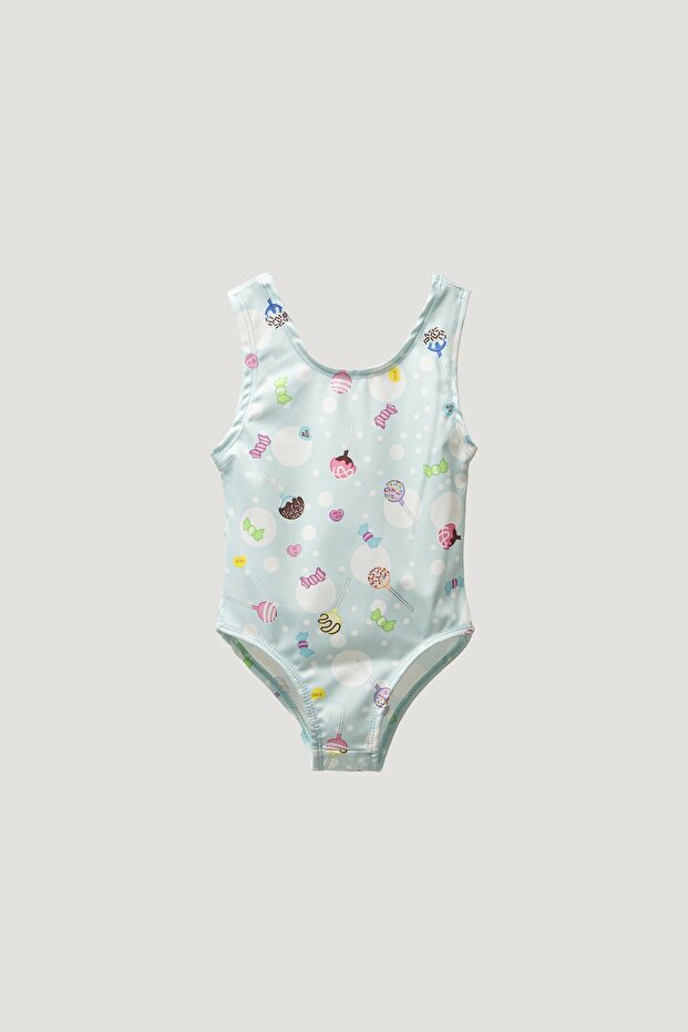 Girl's Candy Patterned Swimsuit