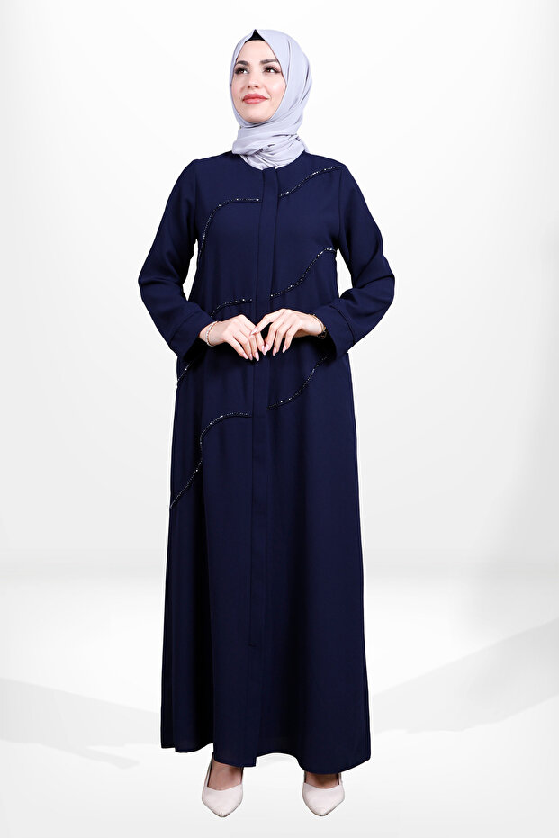 3867 موديل الحجاب الأزرق الداكن Ferace