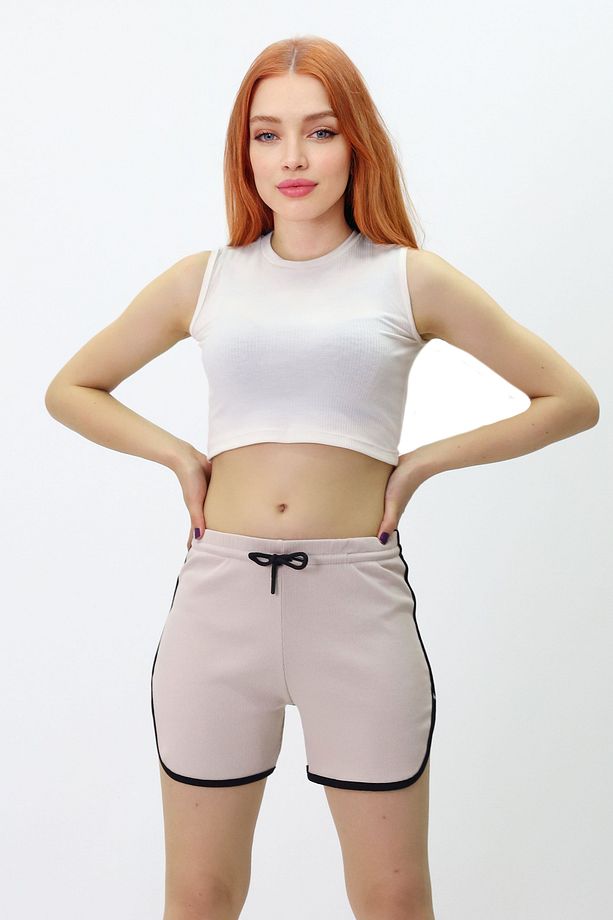 Pamuklu Çizgili Şort - 1