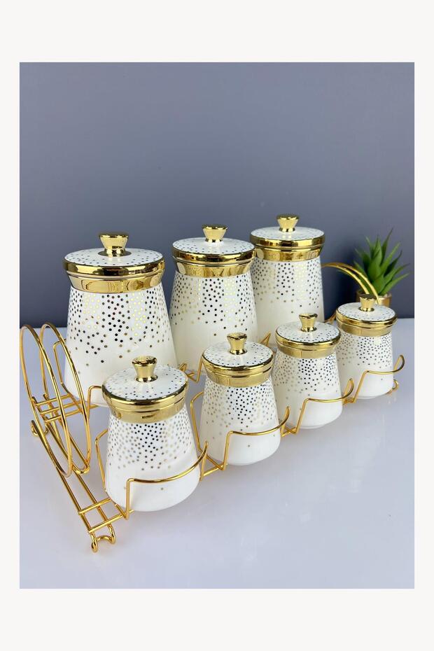 Luxury Porcelain 7-Piece Spice Set Fluer Gold