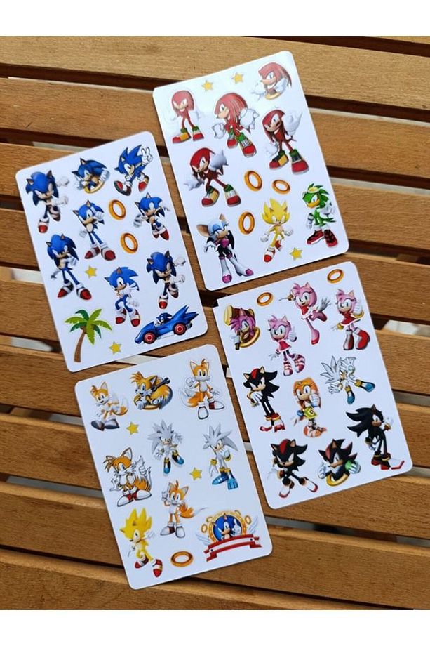 Kirpi Sonic Sticker Etiket Seti 4 sayfa a6 Boy - 1